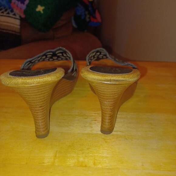 Vintage Candie's Black Awaken Platform Wedge Sandals Size 8 - Picture 3 of 5